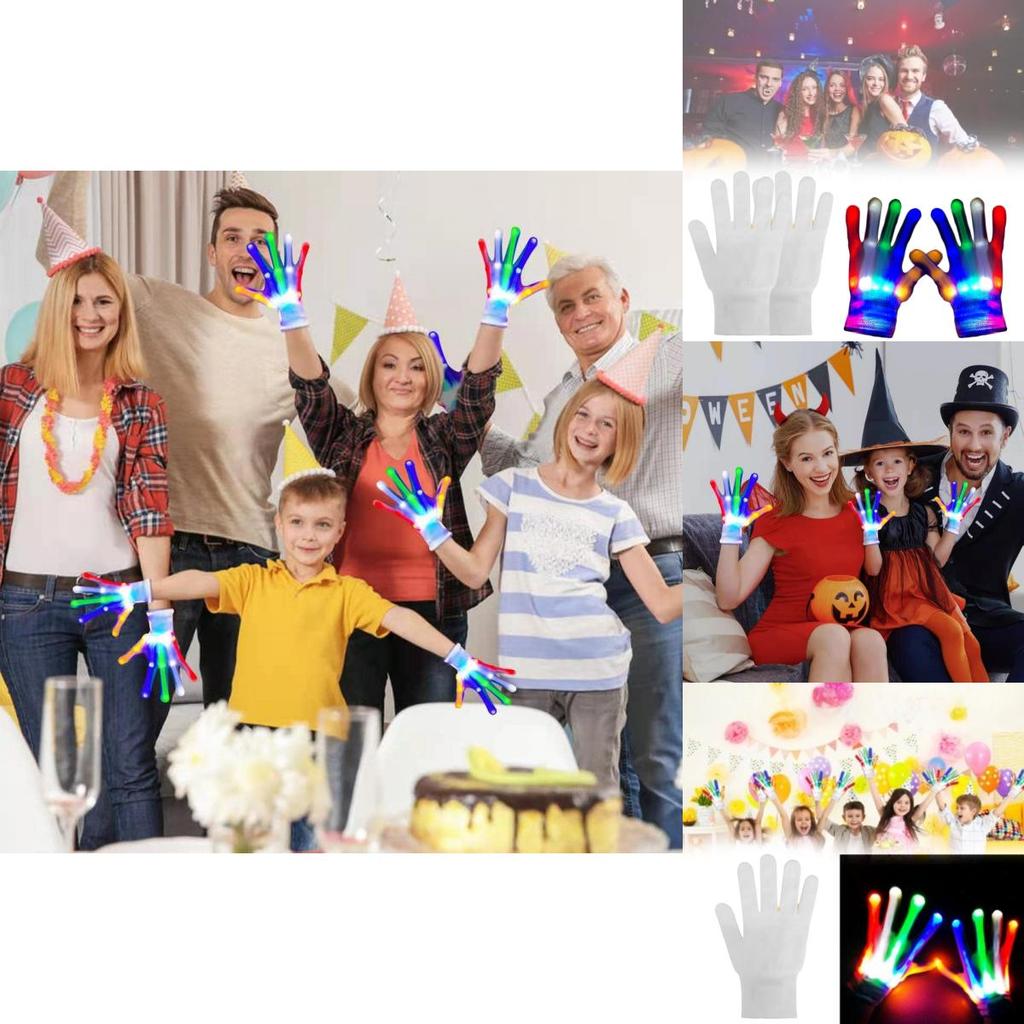 Яркие разноцветные светодиодные вязаные перчатки, идеально подходящие для Хэллоуина и вечеринок