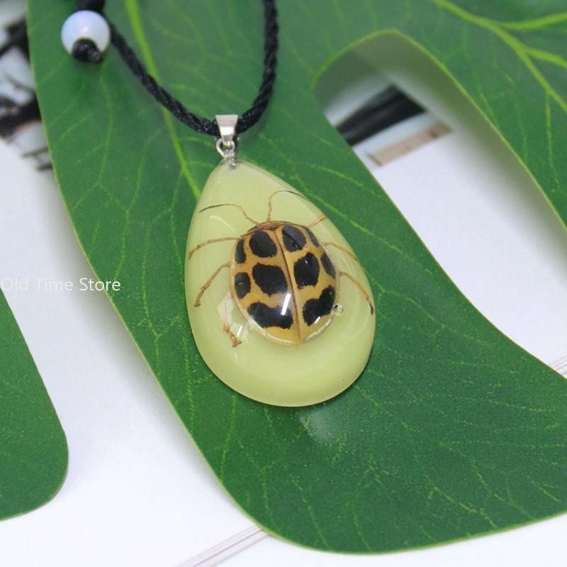 Luminous Naturally Scorpion Necklace Vintage Resin Insect Beetle Spider Amber Pendant Rope Chain Necklaces Glow In Dark Jewelry