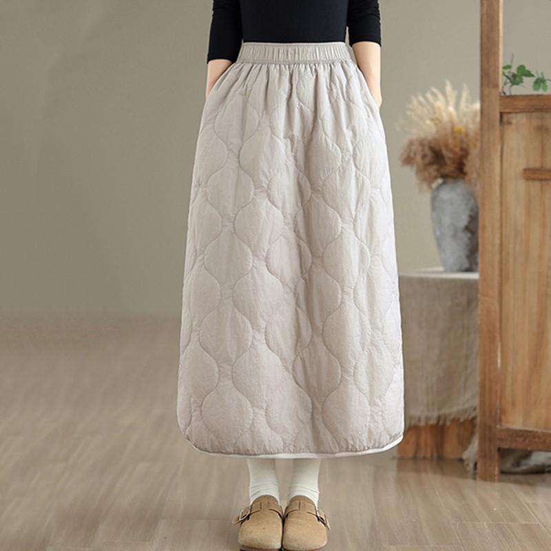 Хлопковая подкладка большого размера Высокая талия винтажная весна осень зима повседневная свободная длинная женская юбка женская юбка