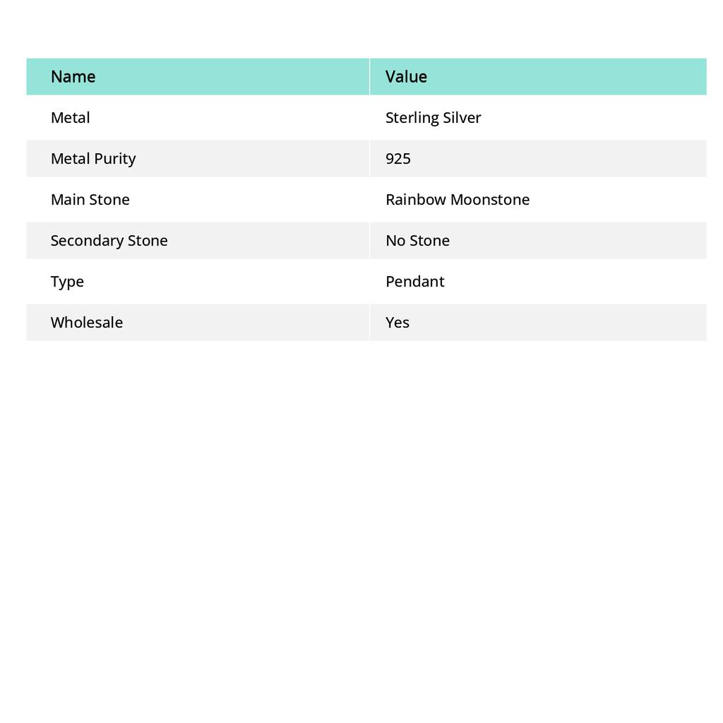 Подвеска из серебра 925 пробы с натуральным радужным лунным камнем 2,17 дюйма M9U75
