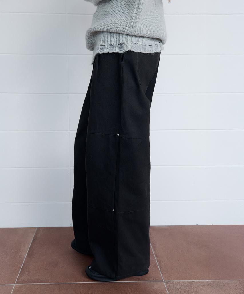 ROLAROLA Rivet Pintuck Wide Pants Charcoal