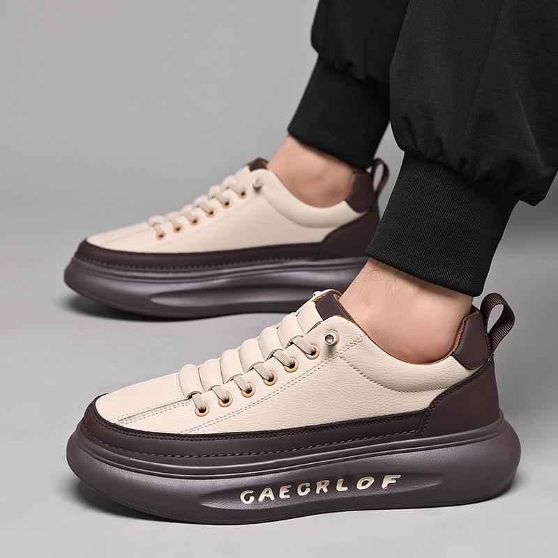 Новые модные мужские кроссовки, удобные, легкие, повседневные, кожаные туфли, обувь для катания на скейтборде, мужская вулканизированная обувь с толстой подошвой