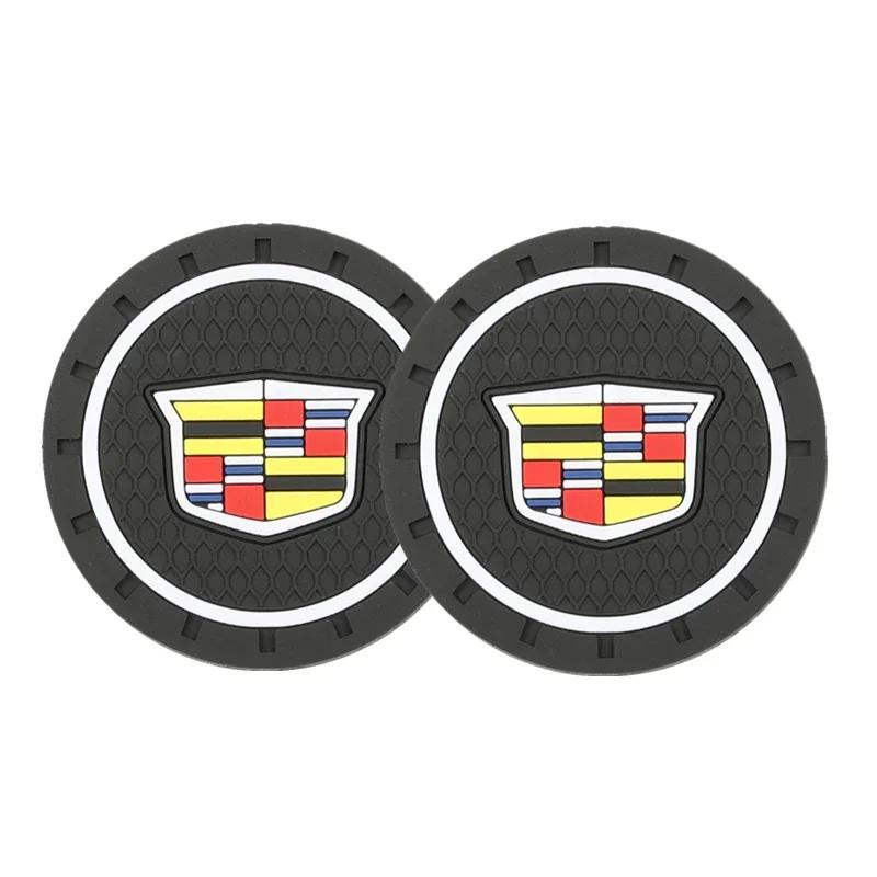 PVC Car Water Coaster Anti-Slip Cup Mat Pad Decoration for Cadillac Escalade Deville Seville XT5 XTS CTS BLS SLS SRX XLR CT5 CT4