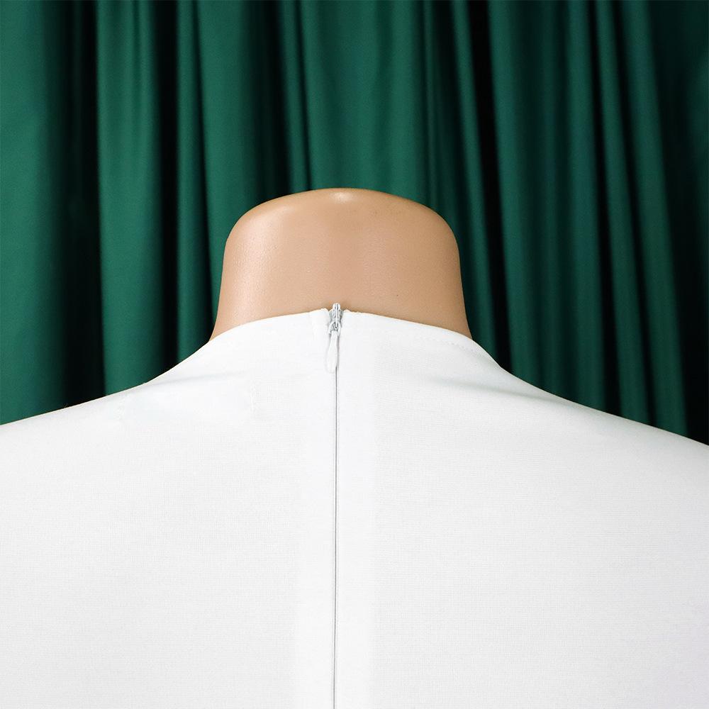 YYFS Женская мода весна осень однотонный принт с длинным рукавом и круглым вырезом с высокой талией повседневные платья