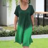 Женское платье миди с круглым вырезом и коротким рукавом, градиентного цвета, длиной до середины икры, повседневное платье свободного кроя из мягкой легкой ткани