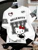 Футболка Hello Kitty Летняя Мужская Футболка Женская Футболка Повседневная Спортивная Футболка с 3D-печатью Девочка Круглый Вырез Футболка для Активного Отдыха