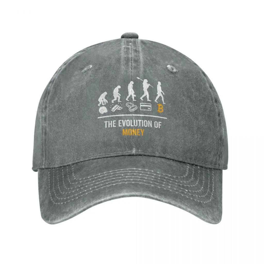 Винтажная бейсболка Snapback Hats Эволюция денег Летняя кепка Hats Bitcoin Blockchain Crypto Btc Washed Casquette Vintage