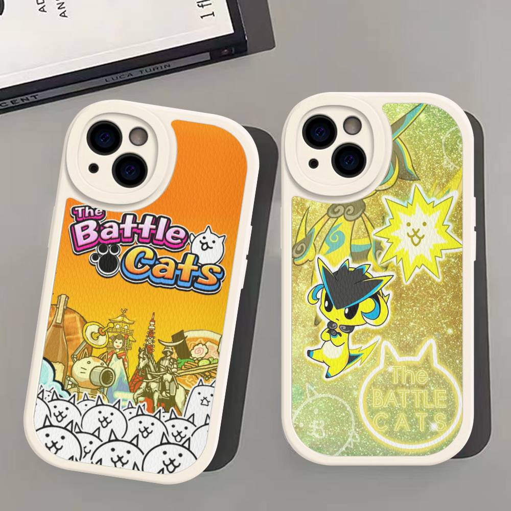 Кожаный чехол для телефона с изображением аниме-игры B-Battle Cats Для iPhone 16 15 14 13 12 11 Pro Max Plus Ударопрочный чехол