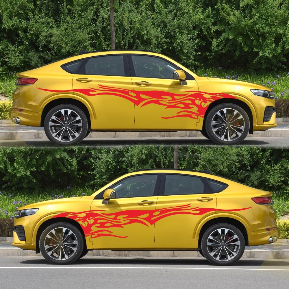Стильная Автомобильная Виниловая Наклейка Графика Боковые Элементы Пламени Наклейки Для Тела GenericRacing Наклейка Автоаксессуары Спортивный Стиль