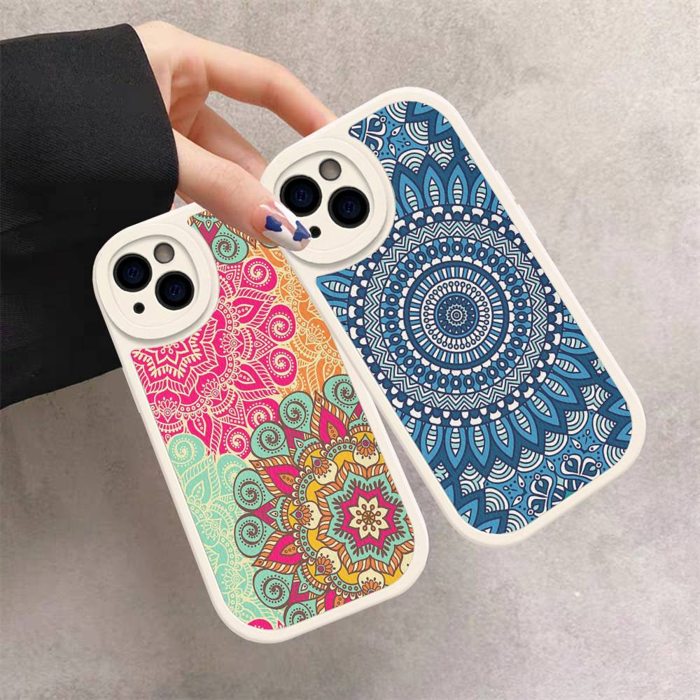 Чехол для телефона с рисунком мандалы для iPhone 16 15 14 13 12 11 Pro Max Plus Кожаный противоударный чехол