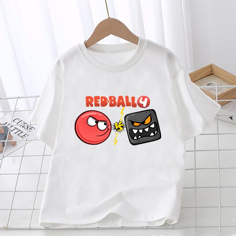 Забавная детская футболка с красным шариком и принтом 1–12 лет, летние топы для девочек, одежда для маленьких мальчиков, милая детская футболка с короткими рукавами с мультяшным рисунком