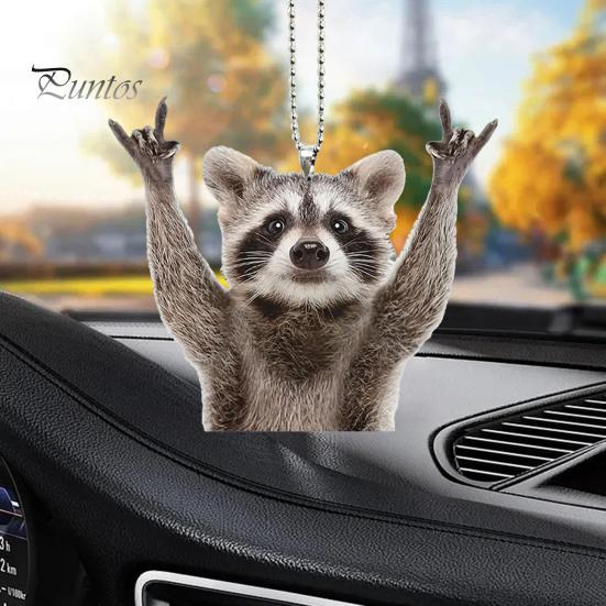Подвесной автомобильный орнамент в виде енота, подвеска в виде ключа, сумка, очаровательное животное, зеркало заднего вида, подвесной декор, аксессуары для салона автомобиля