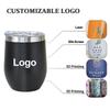 50pcs Custom 12oz Double Wall Stainless Steel Wine Tumbler Insulated Vacuum Egg Shape Wine Tumbler with Sliding Lids
