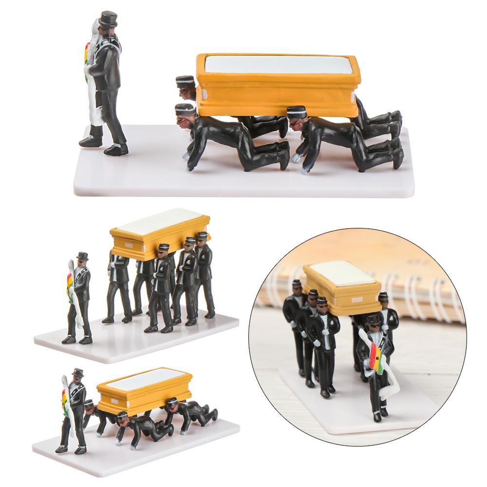 1/64 Funeral Kit Funny Model Pallbearer Team Black Man Ghana Dance Cosplay Coffin Dancing Figurine