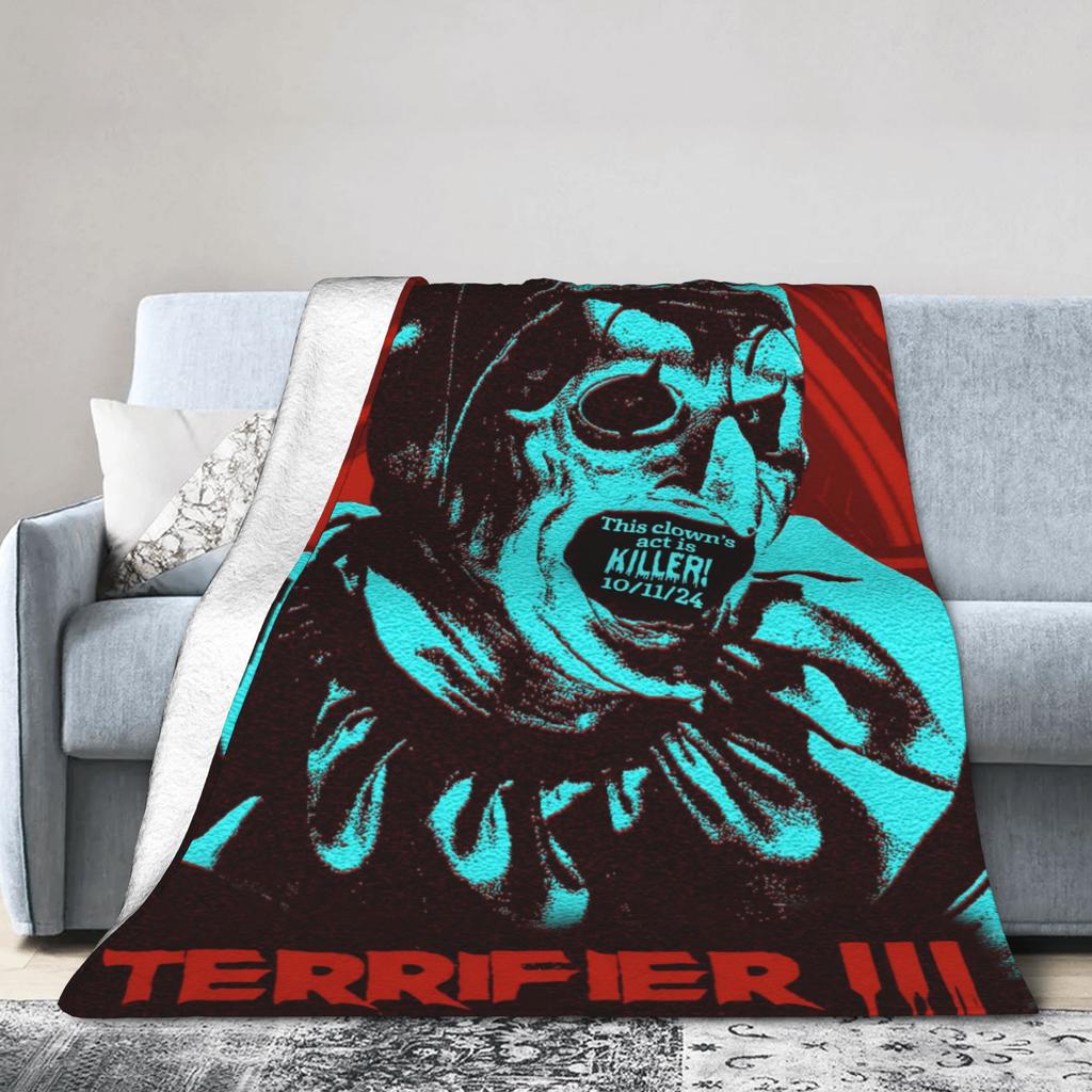 Теплое Мягкое ОдеялоДетское Взрослое Декоративное Одеяло-Плед по Мотиву Фильма Ужасов "Ужасающий 3" Фланелевое Покрывало для Дивана Кресла Дивана Покрывало для Кровати