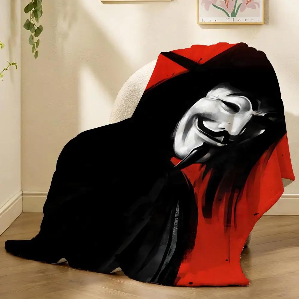 V for Vendetta Movie Throw 240g flannel blanket, suitable for sofas, beds, offices,  exquisite gift blankets