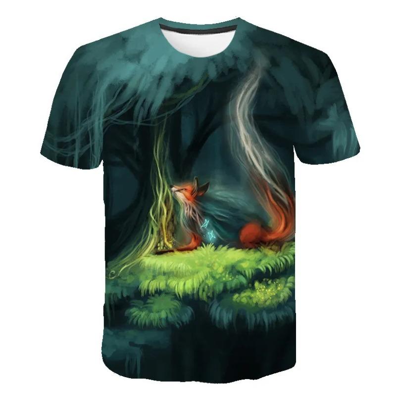 Fox Print Adult Casual Short Sleeved T-shirt Adult T-shirt