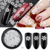 1 Box 3 Types Mixed White Snowflake Sequins Nail Flakes Slices Nail Decoration Winter Nail Art Design Accessories