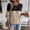 Women's Fashion Casual Fall Winter Solid Color Print Long Sleeve O-Neck Sweaters