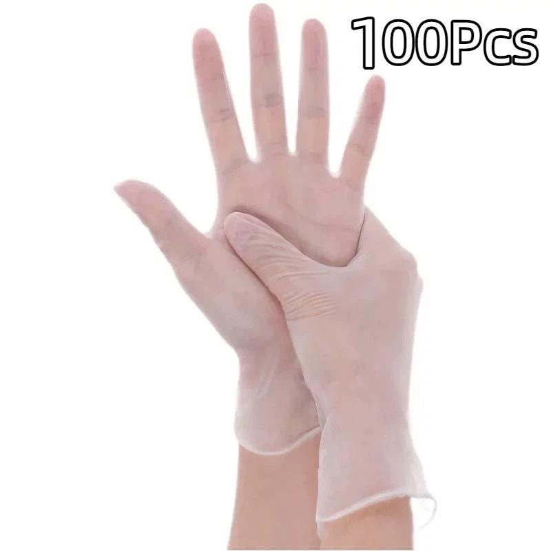 Disposable PVC Work Gloves Powder Free 100/200Pcs Waterproof Anti-oil for Car Washing Household Chores Food Prep
