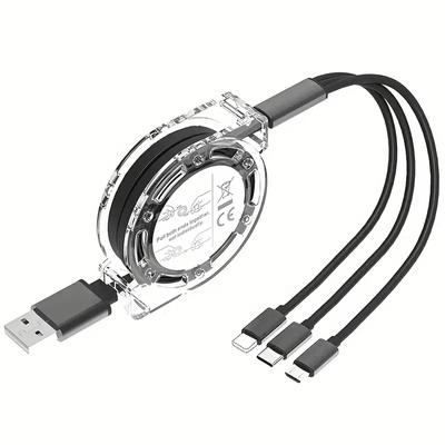 3 в 1 выдвижной USB-кабель типа C Micro USB для зарядки мобильного телефона, кабель для зарядки мобильного телефона, кабель для быстрой зарядки длиной 1 м