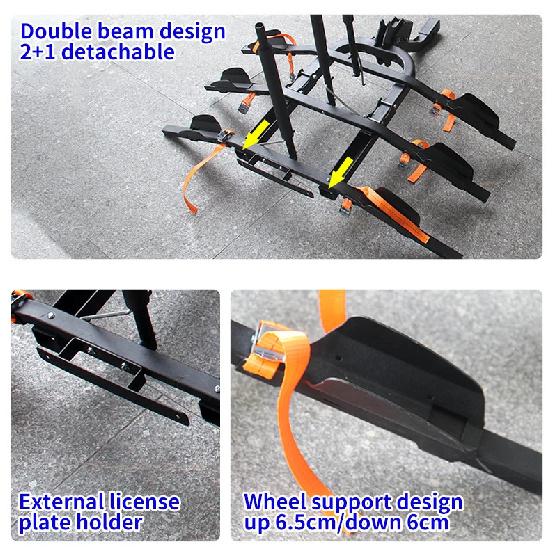 Trailer Hitch Mount Bike Rack 3-Bike Platform Style 100kg Max Capacity for 2-inch Receiver Bike Carrier for Car