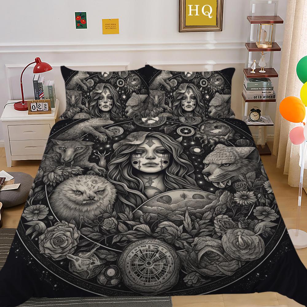 Комплект постельного белья с принтом черепа красоты 3D King Size, постельное белье из полиэстера, модное покрывало для подростков, высококачественный домашний текстиль