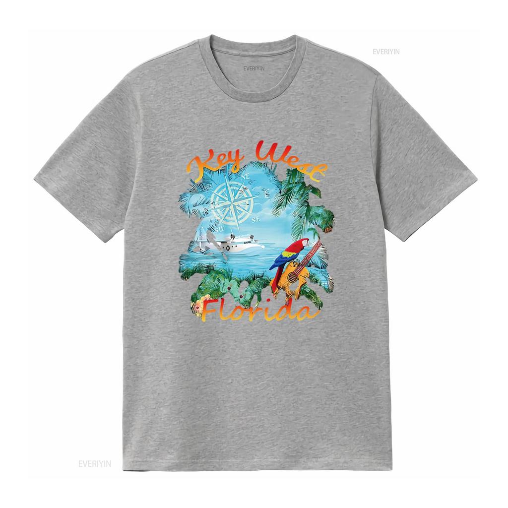 Mens Key West Island Music T Shirt White 2XL vintage Washed Versatile Casual Soft Unisex Comfortable designer clothes graphic