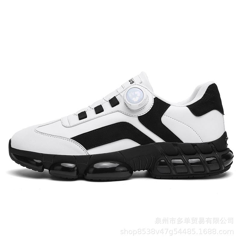 New rotating button low-top soft sole cushioning comfortable sports shoes lightweight leather casual shoes
