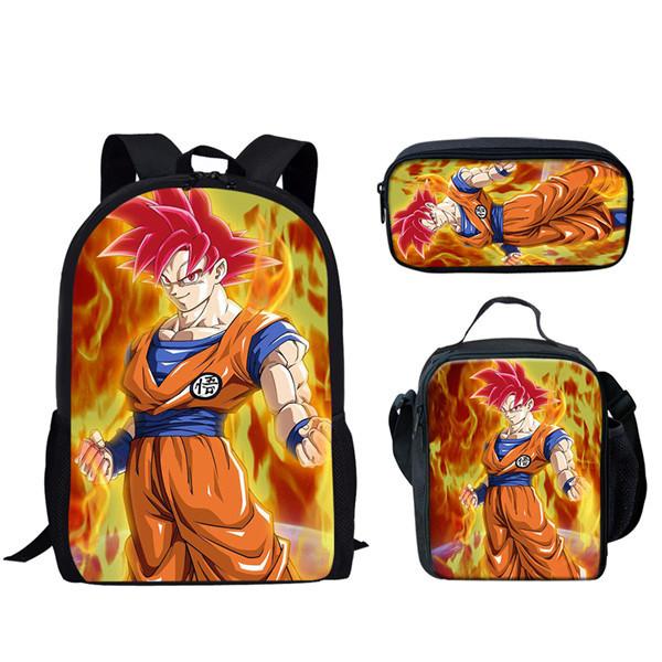 Набор Dragon Ball: рюкзак, вместительная нейлоновая школьная сумка и пенал для школьников.