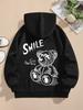 Hot Selling New Autumn Men's Fashion Teddy Bear Print Soft and Comfortable Hooded Sweatshirt Outdoor Street Style Clothing