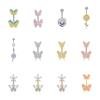 Sunflower Zircon Navel Ring Butterfly Heart Belly Button Ring Vintage Body Piercing Jewelry  Girl