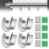 JnTech Closet Rod Support Hardware, U-Shaped Closet Pole Socket, Flange Rod Holder, Fits 32mm/25mm Rod Diameter, Stainless Steel, Fixed Shower Rod, Ha