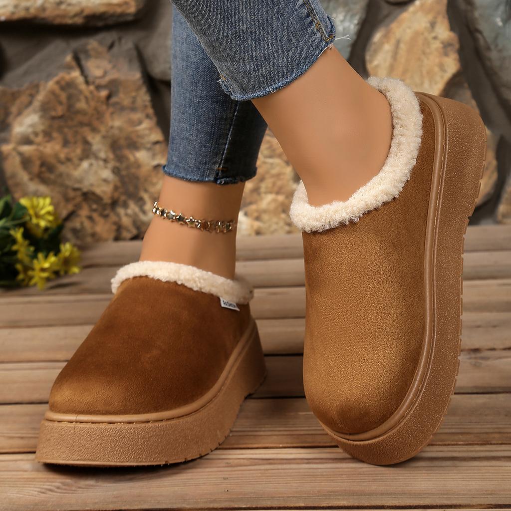 Fashion 2025 New Women Snow Boots Round Toe Slip On Soft Warm Shoes Women Winter Solid Color Platform Ankle Boots Woman Zapatos De Mujer