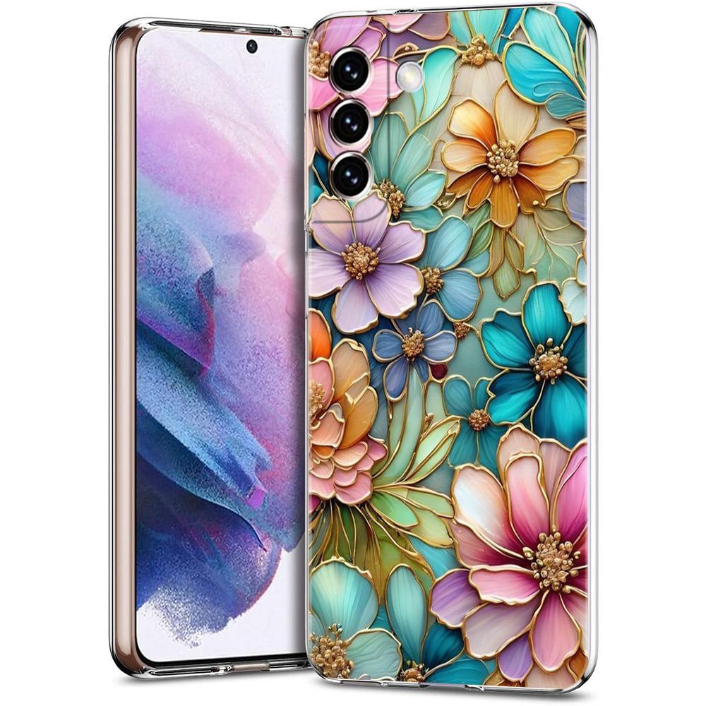 Прозрачный чехол-бампер для Samsung Galaxy S25 S24 S23 S22 S20 S21 FE Ultra S24 S23 S10 S10E Plus 5G Модный цветочный узор