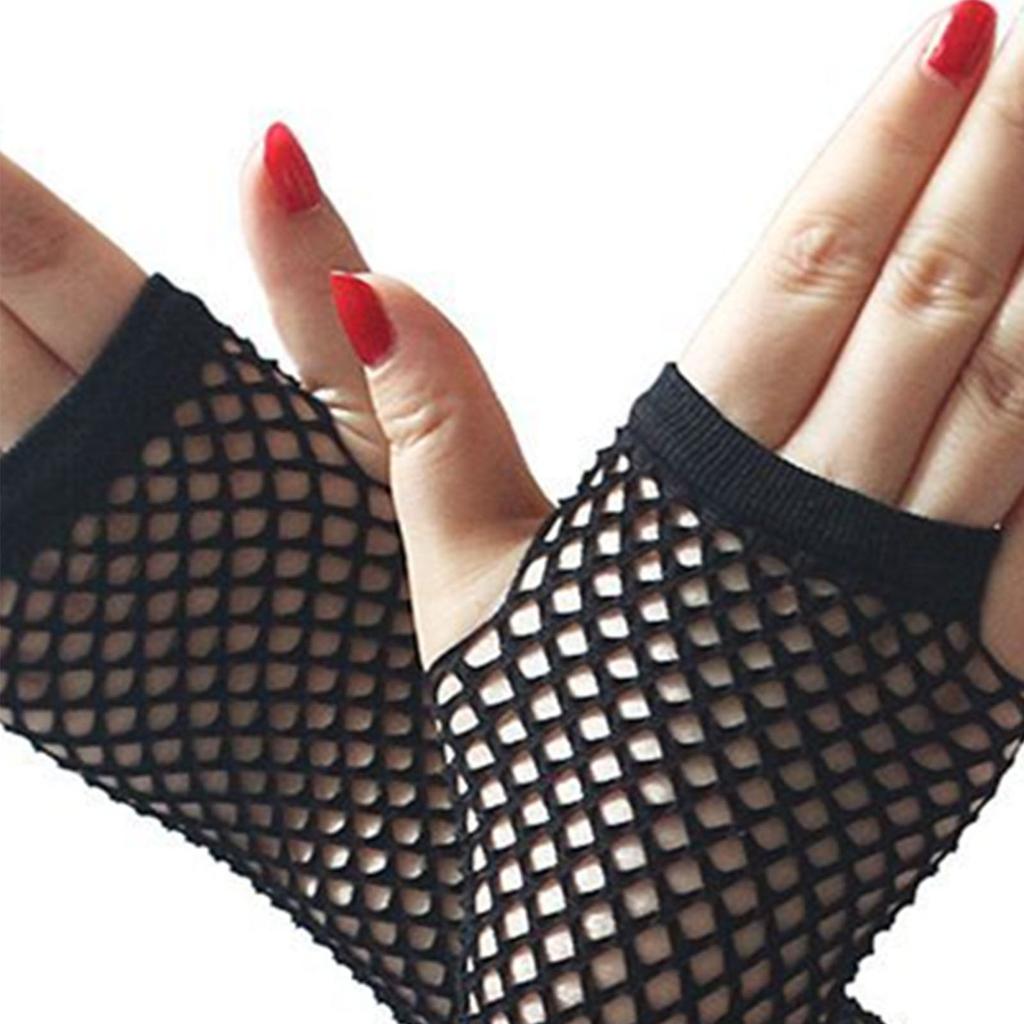 Перчатки в сетку, мягкие, дышащие, в стиле панк, полупальцы, черные, длинные, в сетку, для выпускного вечера