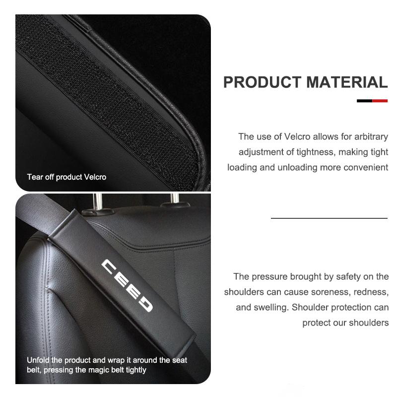 AEV5 Car Seat Belt Leather Safety Shoulder Cover Protection Pad For KIA Ceed Sportage Rio K5 K2 Cerato Proceed Venga Sedona