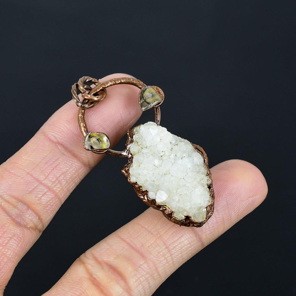 Прозрачные солнечные друзы, Медный гальванопластический кулон, Ювелирные изделия ручной работы из драгоценных камней, Подарки для жены, Совершенно новый кулон