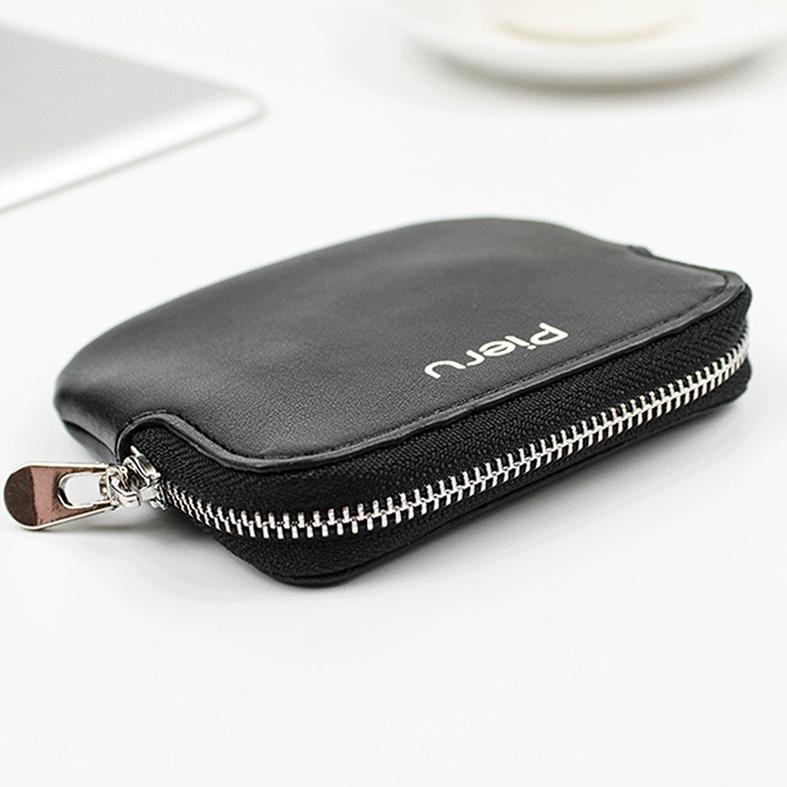 Портативный кожаный мини-многофункциональный чехол для ключей с монетами, однотонный кошелек-клатч на молнии