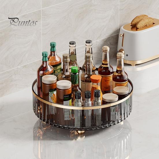 360-Degree Rotating Spice Rack Storage Tray Large Capacity Strong Load-bearing Seasoning Cosmetic Storage Bin Kitchen Organizer