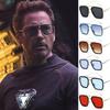 Uv400 Protection Tony Stark Sunglasses Men Square Metal Frame For Eye Safety