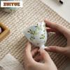 2pc/lot Hand Drawn Osmanthus Blue High Foot Teacup Zen Tea Bowl Mug Tea-tasting Fragrance Cup Jianzhan Master Cups Supplies 90ml