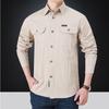 Spring and Autumn Men's Cotton Long Sleeve Shirts Solid Color Loose Plus Size Shirt Thin Shirt
