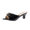 Women's Summer Clip On Middle-High Heel Slippers Casual Fish Mouth Bow Outdoor Slim Heels Sandals 35-42