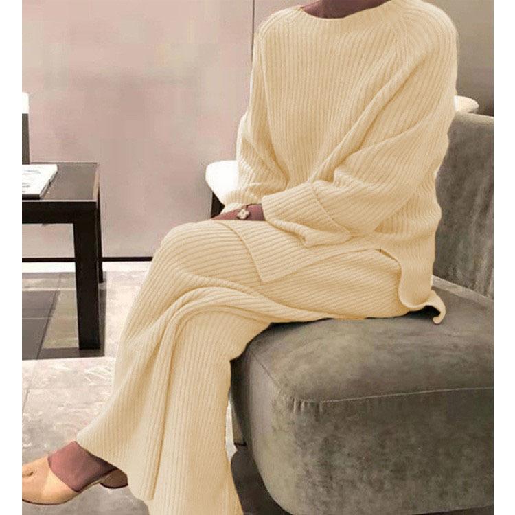 Осенний женский элегантный городской спортивный костюм повседневные костюмы 2 шт. блузка с длинным рукавом широкие брюки комплекты винтажные комплекты