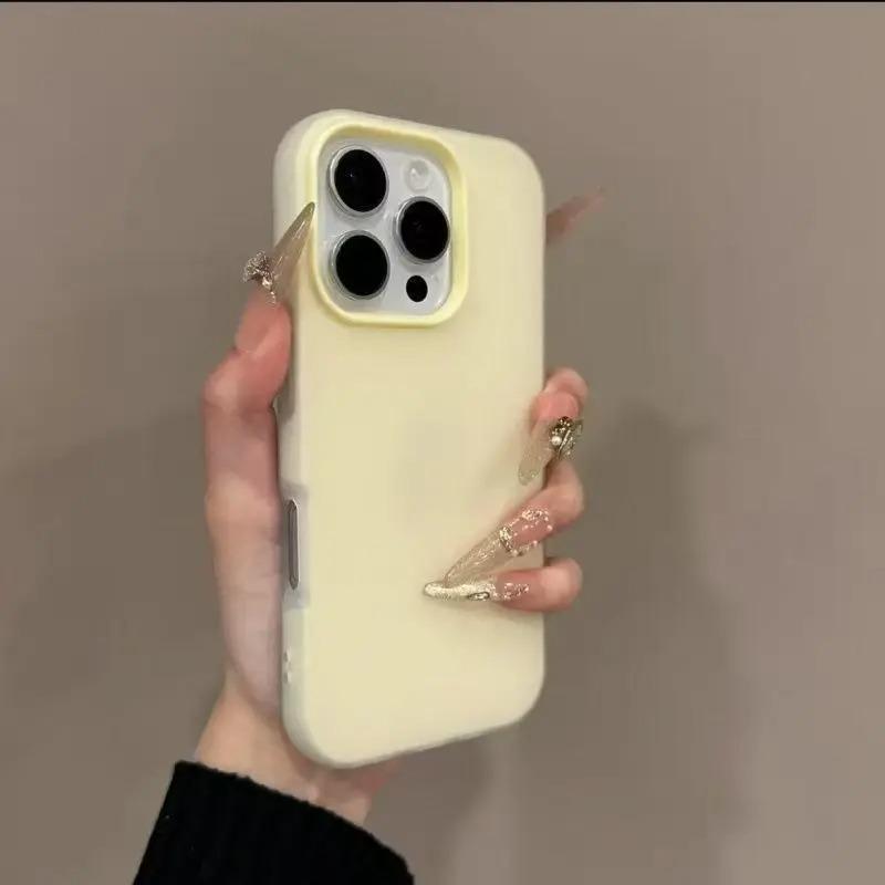 2-в-1 Роскошный матовый чехол-желе конфетного цвета для iPhone 16 15 14 13 12 Pro Max 15 16 Plus Ударопрочный с покрытием Soft Touch