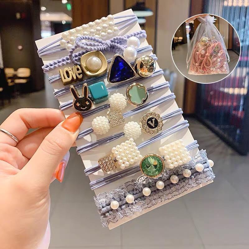 Базовые эластичные резинки для волос с жемчужным кубом и шариком для девочек, резинка для волос с розовым кроликом, резинка для волос, резинки, 2023, набор аксессуаров для волос