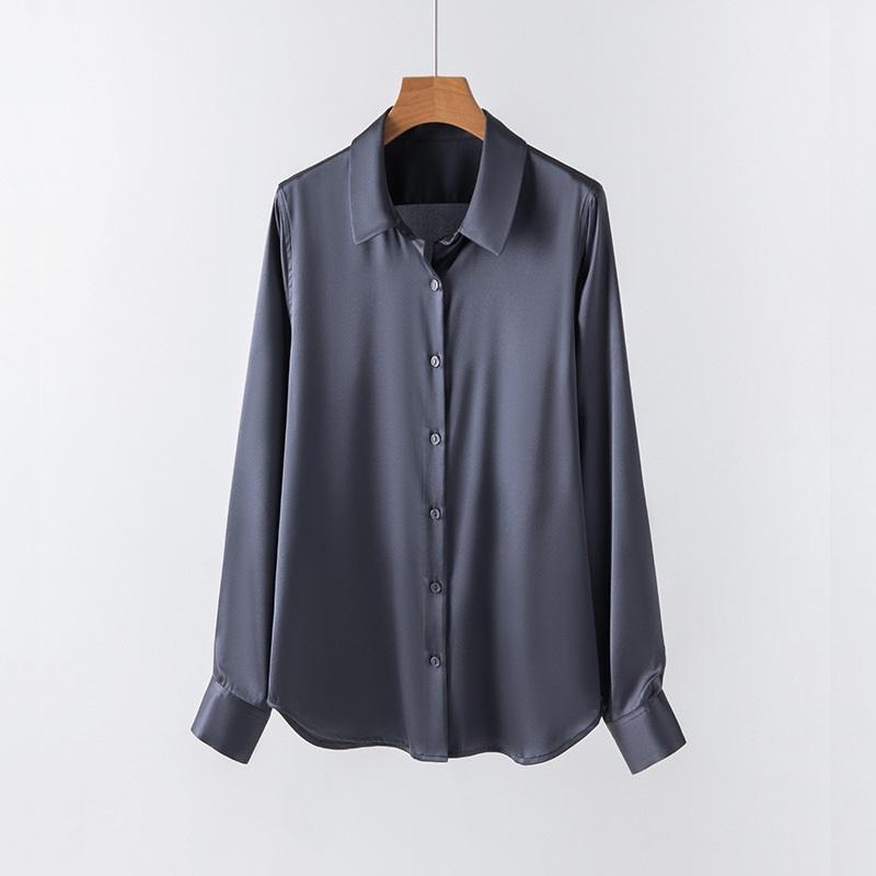 Шелковая рубашка Mulberry Silk, женская деловая одежда на весну и осень, контрастного цвета, с длинными рукавами, кардиган для поездок на работу с квадратным воротником
