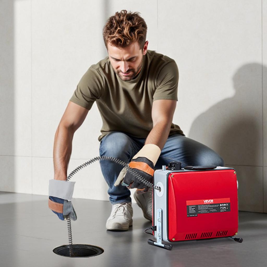 VEVOR Drain Cleaner Machine, 390W 1400RPM Electric Pipe Drain Cleaning Machine Sewer Snake with 12m x 16mm