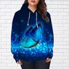 Womens Fashion Blue Butterfly Print Loose Hoodie Tops Blouse Sweatshirt Casual Long Sleeve Pullover Tops